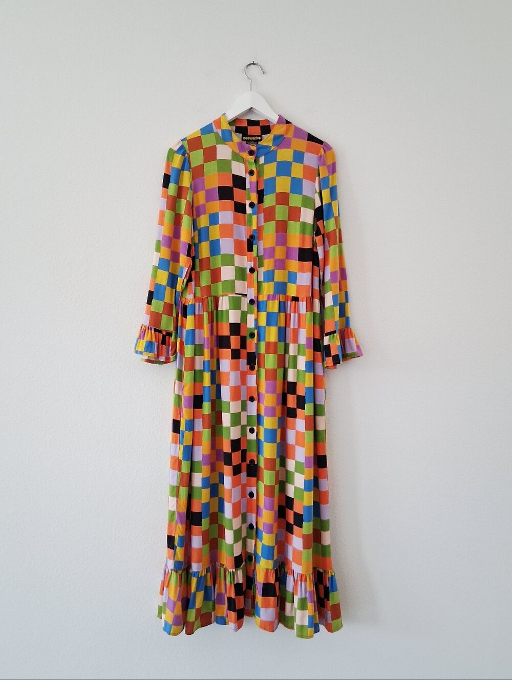 Nooworks Olive Long Sleeve Maxi Shirt Dress Carnival Multi